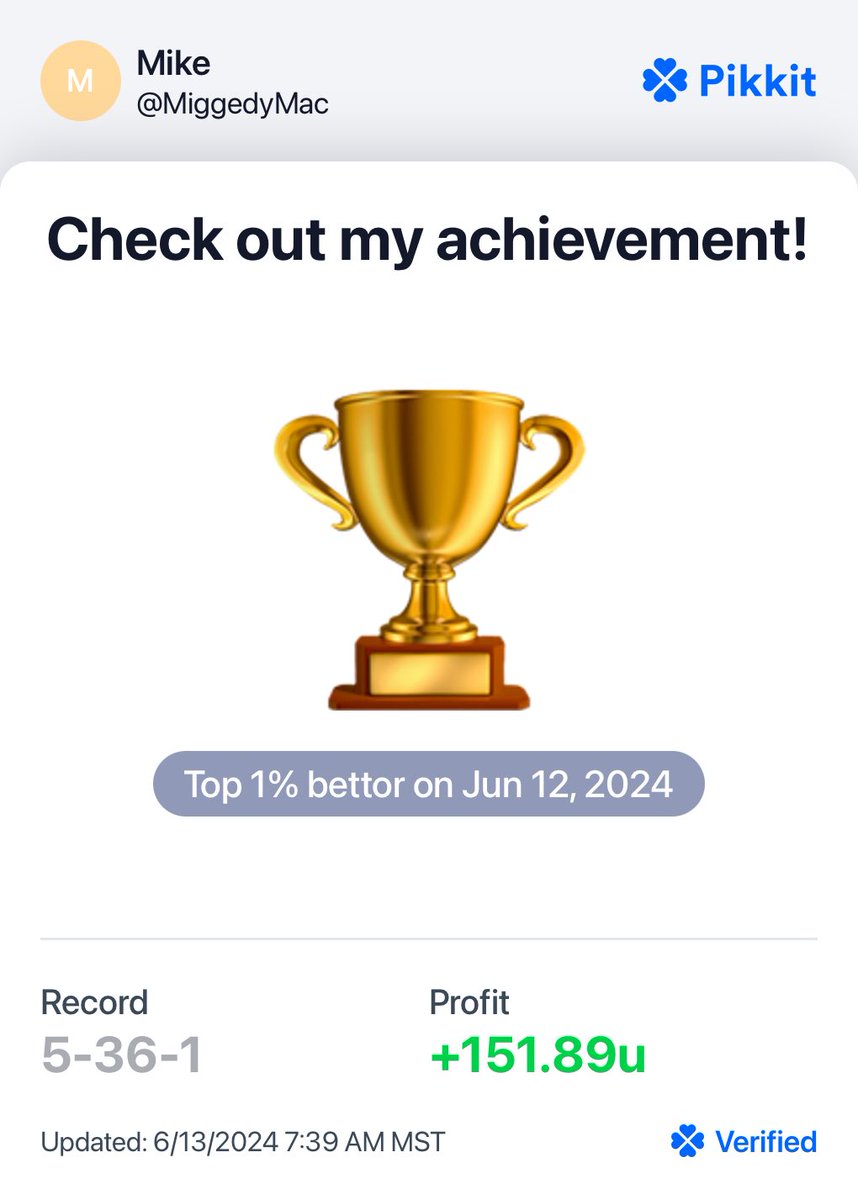 MiggedyMac7's tweet image. Check out my achievement!  links.pikkit.com/bets/f468d43f-…