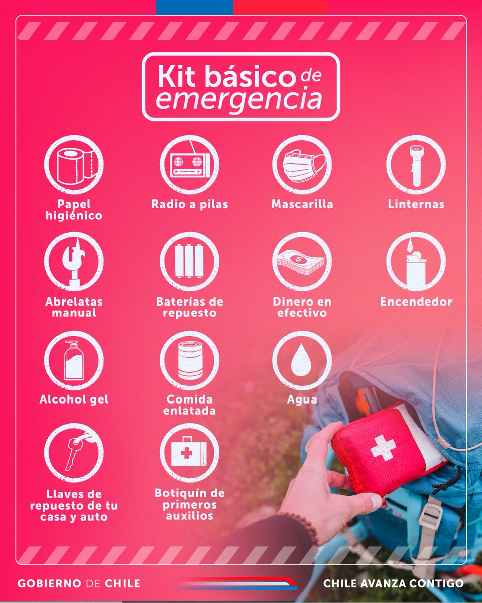 Mineduc's tweet photo. Considera estas recomendaciones en caso de emergencias y adáptalas a las necesidades de tu grupo familiar. Mantente siempre informado sobre las alertas vigentes a través de los canales oficiales de @Senapred ☑ https://t.co/Eo1Onuxddt