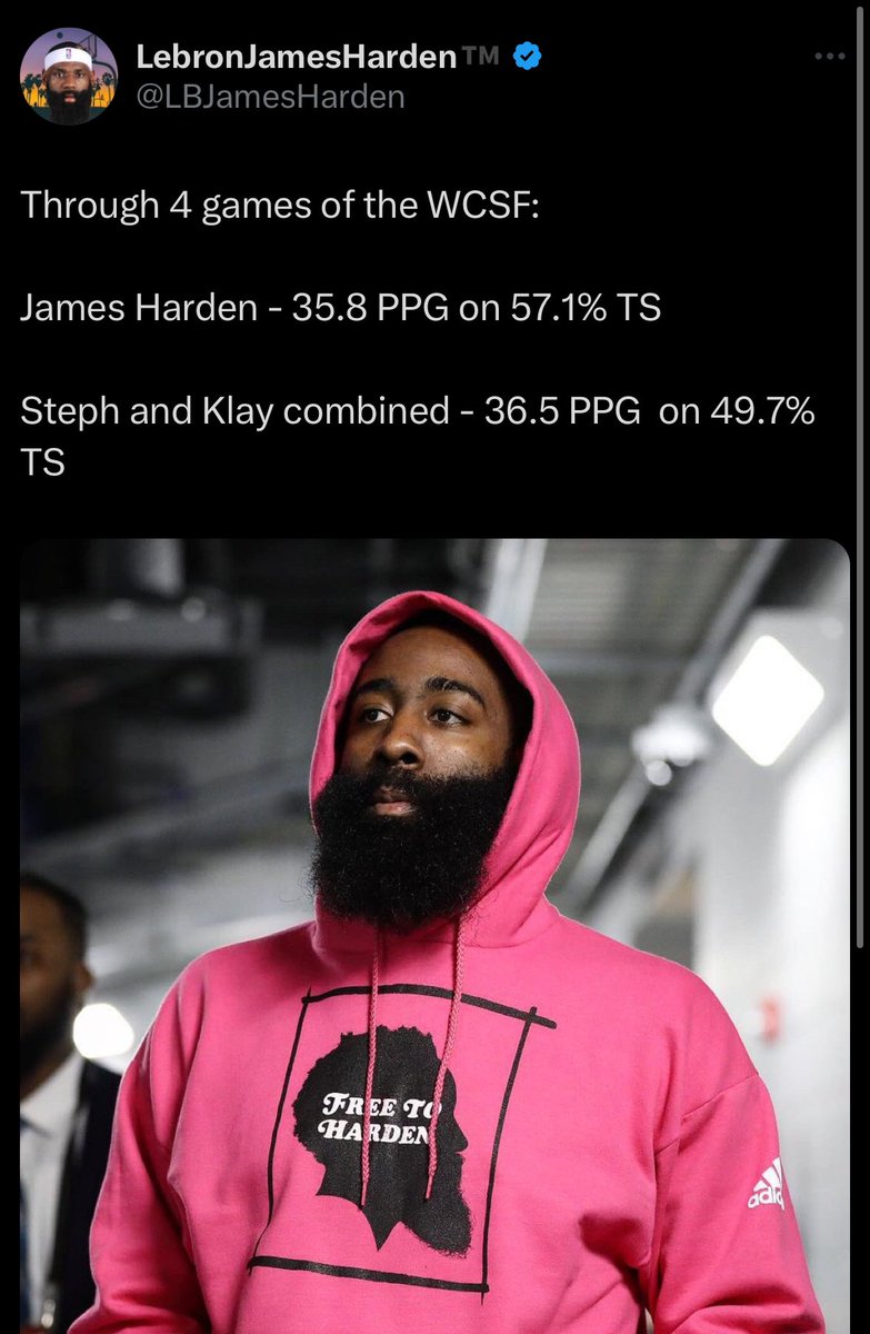 LBJamesHarden's tweet photo. It’s so disgusting that Harden will never get his flowers. People legitimately don’t understand the level he was on https://t.co/WVzEt2i3rI