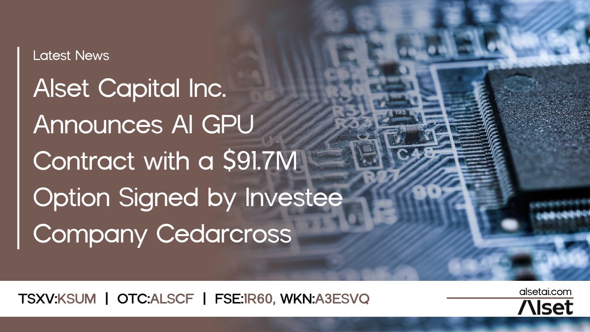 AlsetAI's tweet image. We are happy to announce an agreement was signed for Cedarcross, an investee company of Alset, to distribute 3 Nvidia H100 HGX 8GPU servers, generating $1.37M in revenue. The agreement includes an option that, if exercised, would yield an additional $91.7M alsetai.com/alset-capital-…