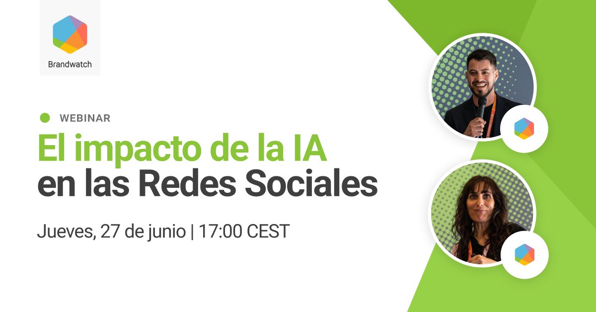 ¡Únete a nuestro último webinar antes del verano! "El impacto de la #IA en las #RedesSociales", con un breve repaso a la situación actual + demo live en Brandwatch.  No olvides registrarte 👉🏼 bit.ly/4effCtT