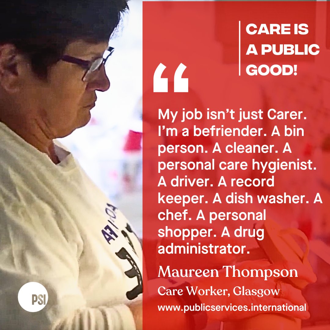 Care is a public good. It shouldn't be commercialized.

 As the Global Union Federation representing health and care workers, we're at the the ILC to make sure the hard work of our members is put ahead of profiteering by corporations and the megarich.

publicservices.international/resources/digi…