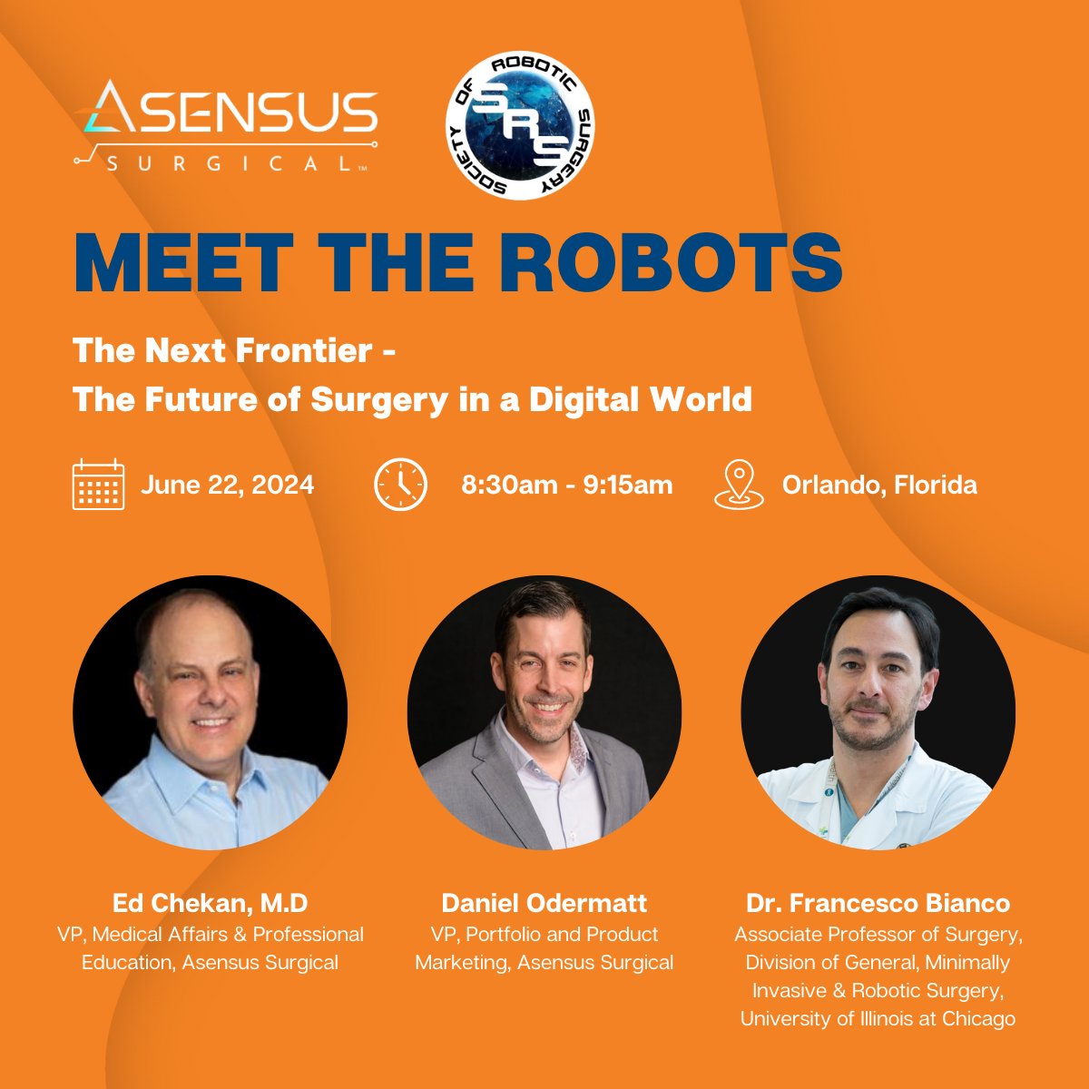 Asensus Surgical (@asensussurgical) on Twitter photo Join us at the 2024 <a href="/socroboticsurg/">Society of Robotic Surgery | SRS</a> Annual Meeting for "The Next Frontier - The Future of Surgery in a Digital World," an essential session for anyone interested in cutting-edge advancements at the intersection of surgery and robotics in healthcare.
#SRS2024 #AI #Robotics Join us at the 2024 <a href="/socroboticsurg/">Society of Robotic Surgery | SRS</a> Annual Meeting for "The Next Frontier - The Future of Surgery in a Digital World," an essential session for anyone interested in cutting-edge advancements at the intersection of surgery and robotics in healthcare.
#SRS2024 #AI #Robotics