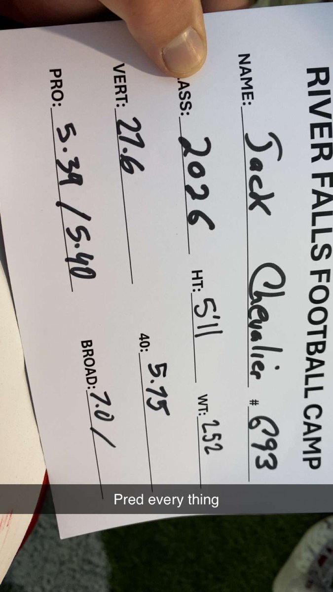 Jack Chevalier (@chevalier_jack0) on Twitter photo Had a great camp last night thank you <a href="/UWRFFootball/">Falcon Football</a> for hosting!
<a href="/PrepRedzoneWI/">Prep Redzone Wisconsin</a> <a href="/MJ_NFLDraft/">Mark Johnson</a> <a href="/OLMafia/">OL MAFIA</a> Had a great camp last night thank you <a href="/UWRFFootball/">Falcon Football</a> for hosting!
<a href="/PrepRedzoneWI/">Prep Redzone Wisconsin</a> <a href="/MJ_NFLDraft/">Mark Johnson</a> <a href="/OLMafia/">OL MAFIA</a>