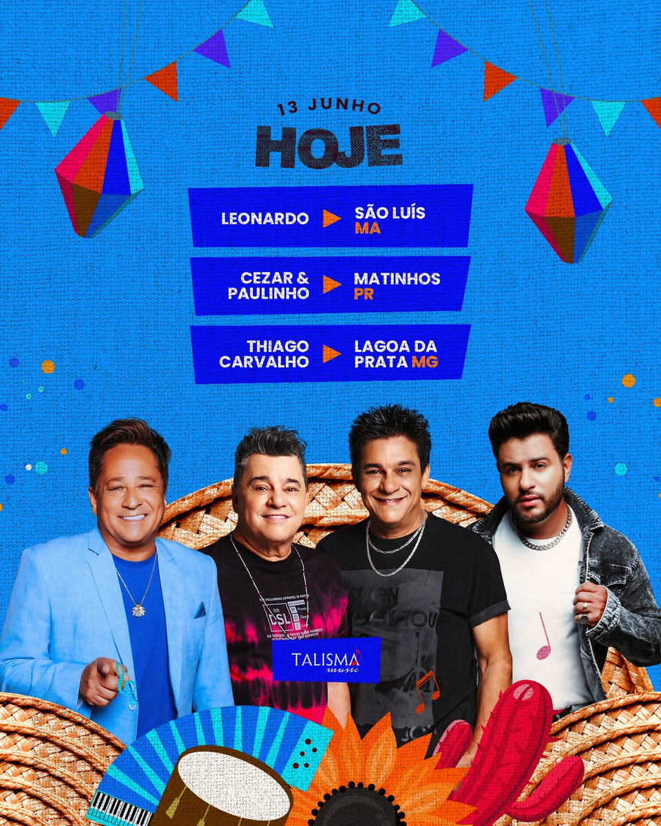 talisma_music's tweet photo. Confira a programação de HOJE dos nossos artistas!
@LeonardoCantor_
SÃO LUÍS|MA📍
@cepdupla
MATINHOS|PR📍
@tccantor
LAGOA DA PRATA|MG📍
.
.
.
#Agenda #Shows #TalismaMusic https://t.co/ISVWPRPoUb