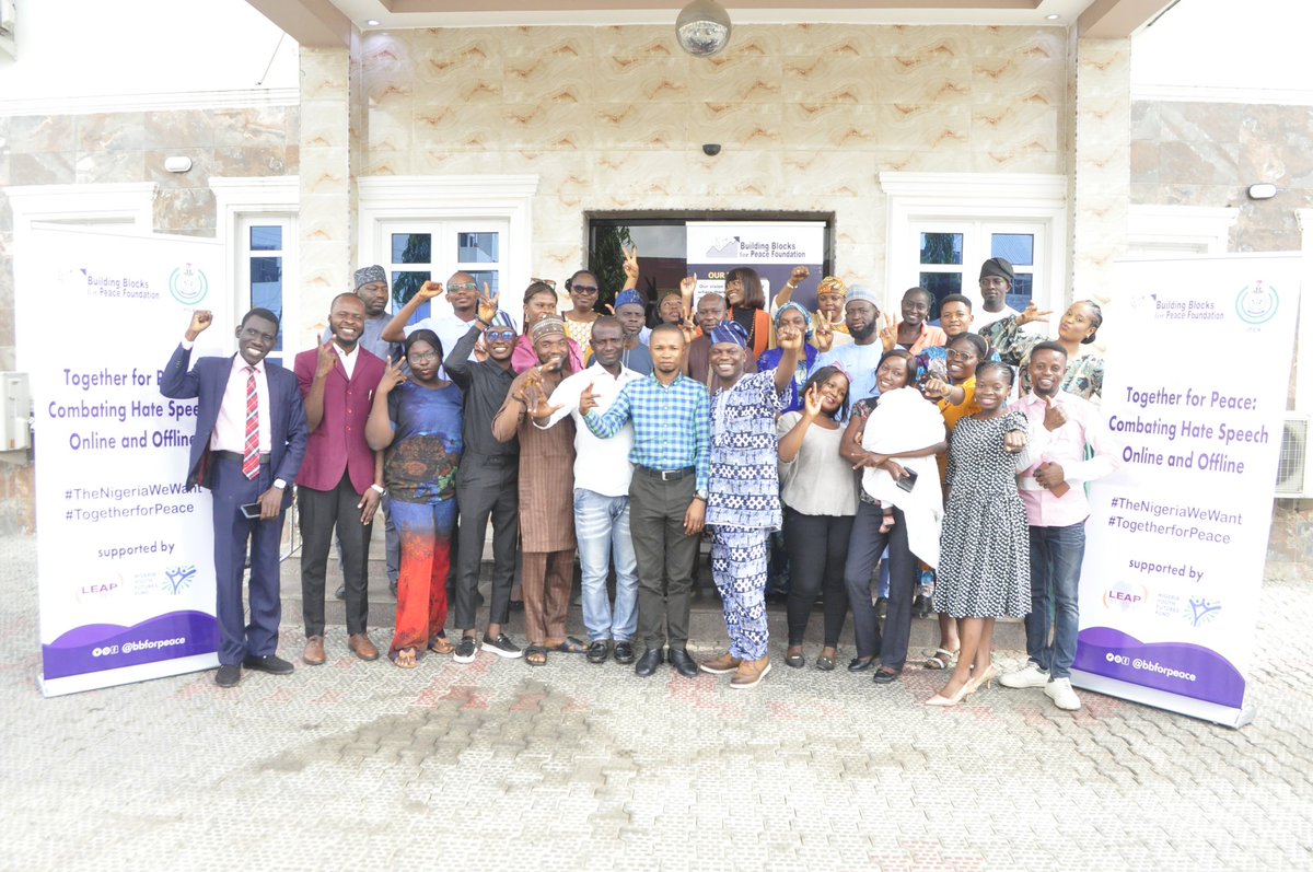 RafiuLawal88's tweet photo. It was a privilege for me to lead facilitation at the Two-Day 'Training of Trainers for Youth on Combating Hate Speech Online and Offline' organised by @bbforpeace #IPCR supported by @ng_youthfund. The initiative is aimed at addressing hate narrative in Nigeria.
#TheNigeriaWeWant https://t.co/xG9JPIKQcQ