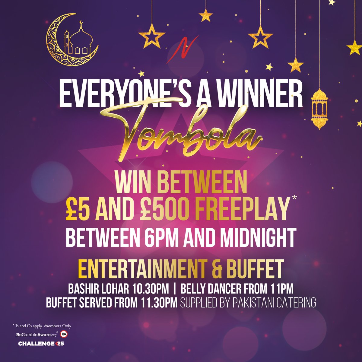 Party Night is BACK on June 23rd ✨ 

Our mega £500 Freeplay tombola, means everyone's a winner!

Plus, they'll be a free buffet from Pakistani Catering AND a Belly Dancer from 11pm 🙌🏼 🌙