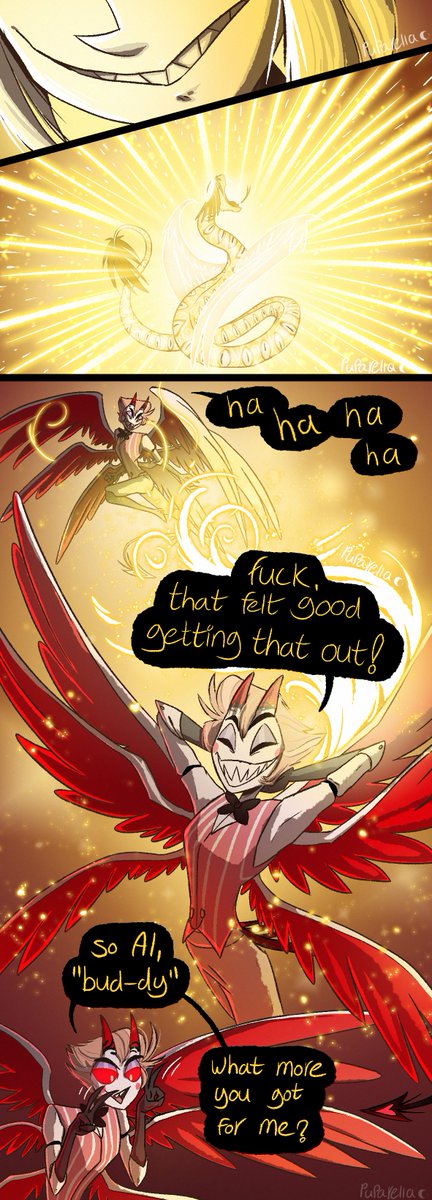 Puparellax's tweet photo. Succumb to Temptation 
Act 4 - part 4 
Final part of Act 4
Stay tuned for Act 5 😊

#radioapple #alastor #lucifer #LuciferxAlastor #HazbinHotel #comic https://t.co/E6L4asxWXG