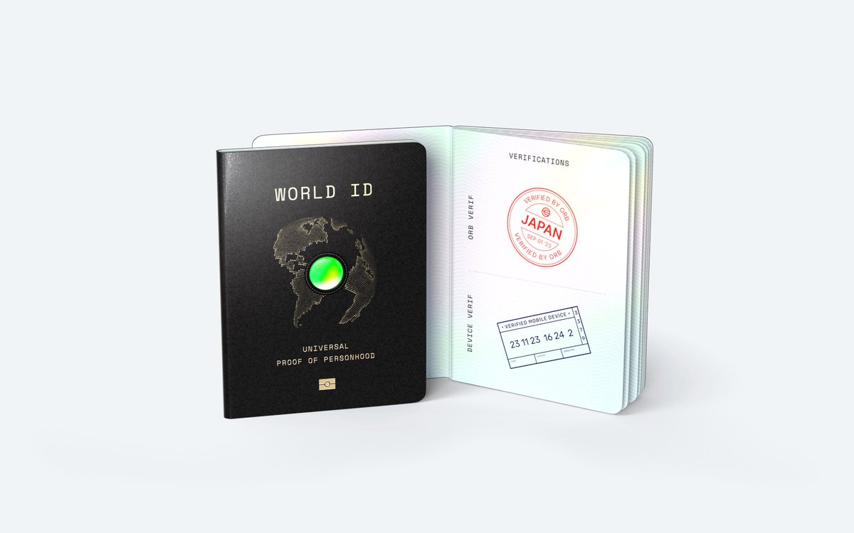 worldcoin's tweet image. This is World ID, a private digital passport that differentiates humans from bots online.