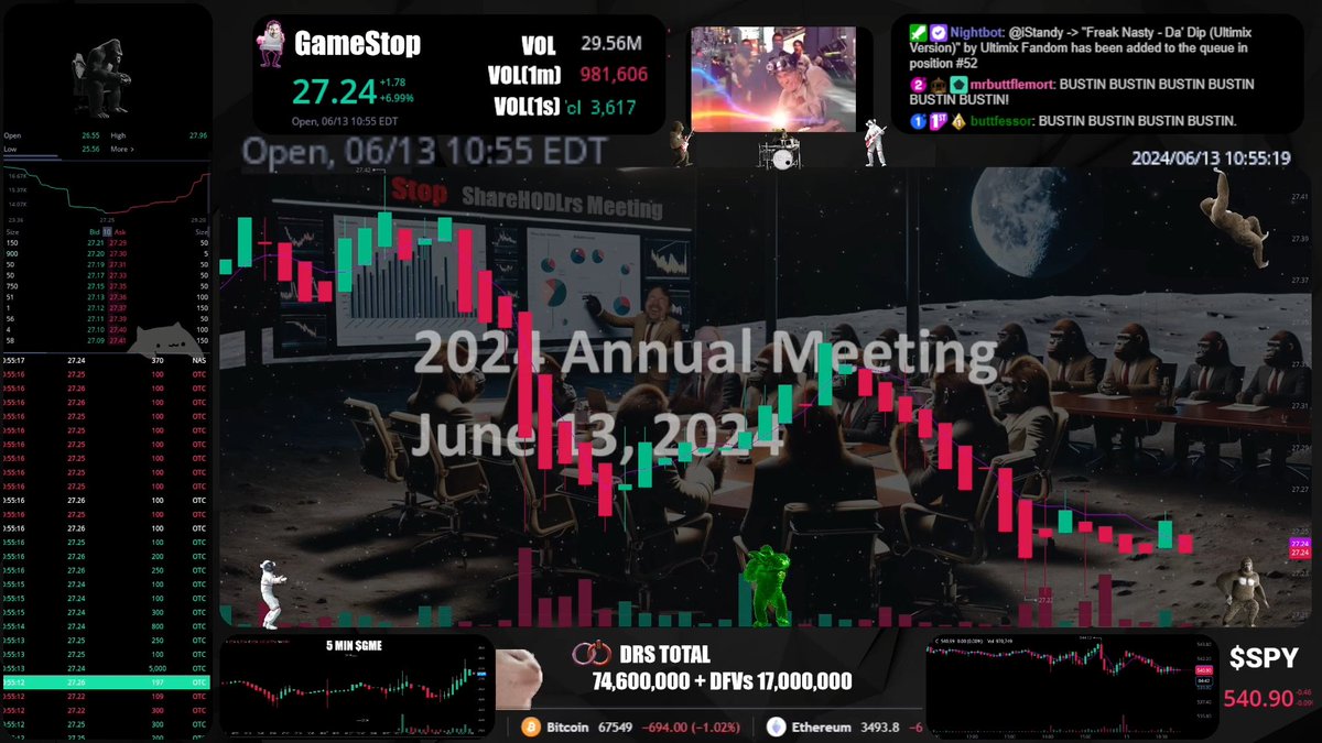 Help take the load off of Computershare servers. Come listen into the $GME Shareholders party with friends over at twitch.tv/bradsgazebo