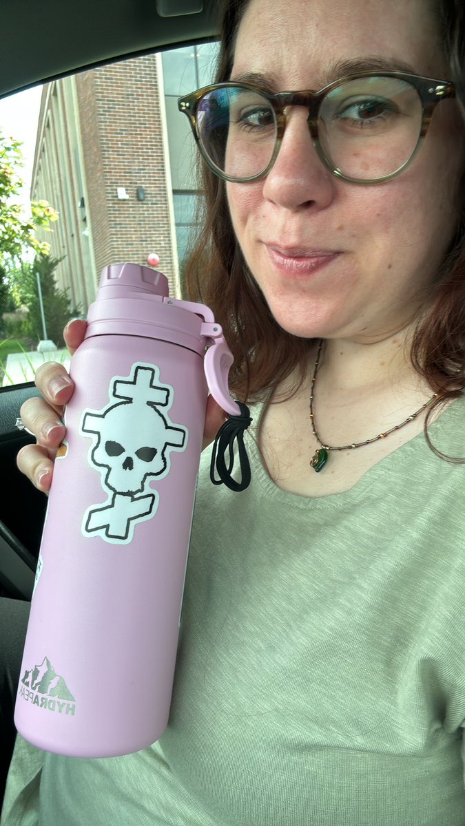 5arah_bellum's tweet photo. Kept getting side eyes at the OB office and I couldn’t figure out why until I realized maybe it was my @DimitriKillBear sticker on my water bottle unsettling the less-cool moms-to-be. Sorry friends. #FightEveryone https://t.co/n8CresPRYK