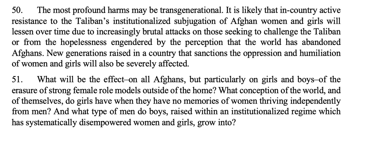 SaretaAshraph's tweet photo. What conception of the world, and of themselves, do girls have when they have no memories of women thriving independently from men? And what type of men do boys, raised within an institutionalized regime which has systematically disempowered women and girls, grow into? https://t.co/s1DscHnnMn