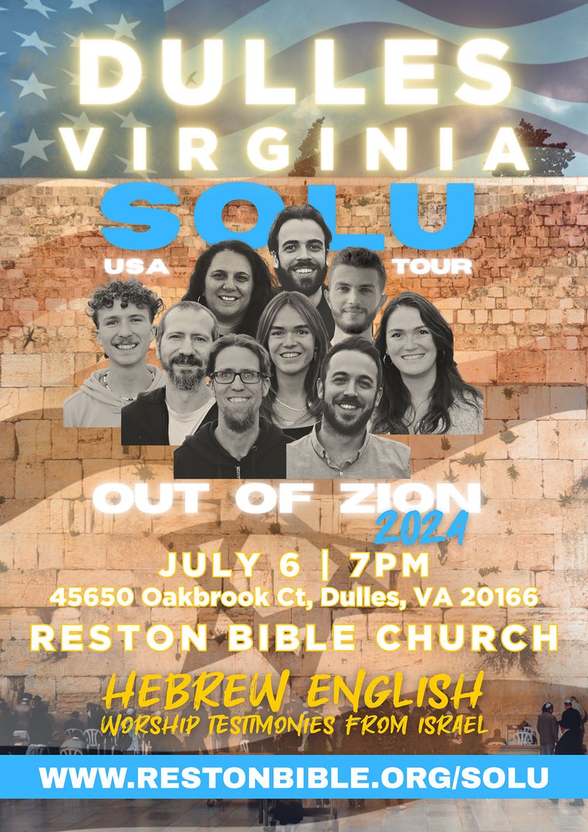 Join us for a very special evening of worship &amp; testimonies in  Hebrew and English all the way from Israel! Get more info at restonbible.org/solu.