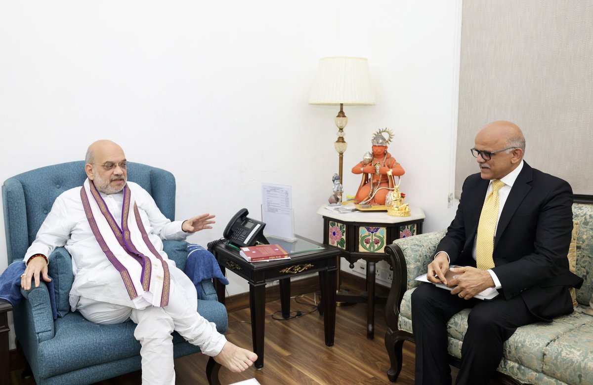 Shri Sadanand Date, Director General, NIA, called on Union Home Minister and Minister of Cooperation Shri <a href="/AmitShah/">Amit Shah</a> today and congratulated him on his next tenure.