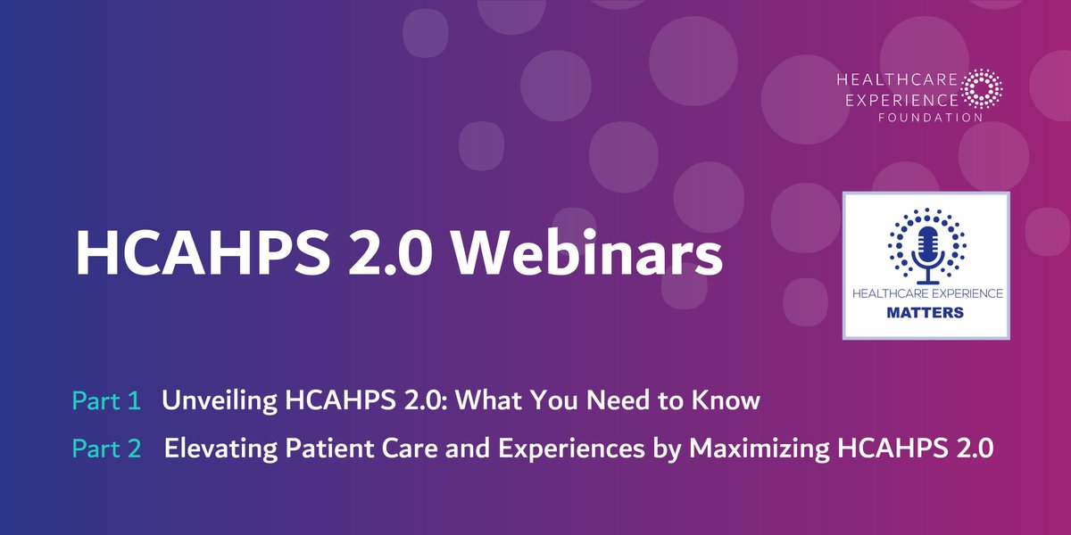 This week on the Healthcare Experience Matters Podcast we are thrilled to share with you the rebroadcast of our HCAHPS 2.0 webinars covering the most important upcoming changes to the survey that will be headed our way in 2025. Learn More ➡ bit.ly/3Xhmhh7