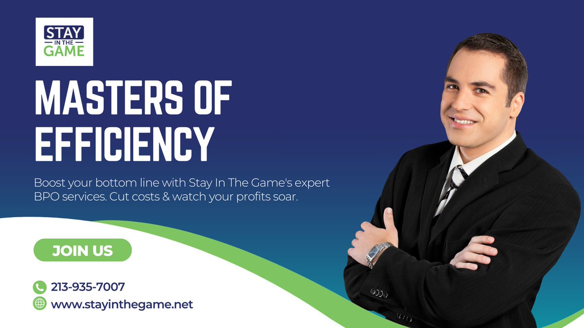 westayinthegame's tweet image. Masters of Efficiency: Unleash Your Profit Potential
Feeling buried in tasks?  
Stay In The Game&apos;s BPO services are your secret weapon.
➡️🌐 stayinthegame.ne

 #BPOexpertise #IncreaseProfitability #StayInTheGame #outsourcing #bpo #businessprocessoutsourcing #efficiency
