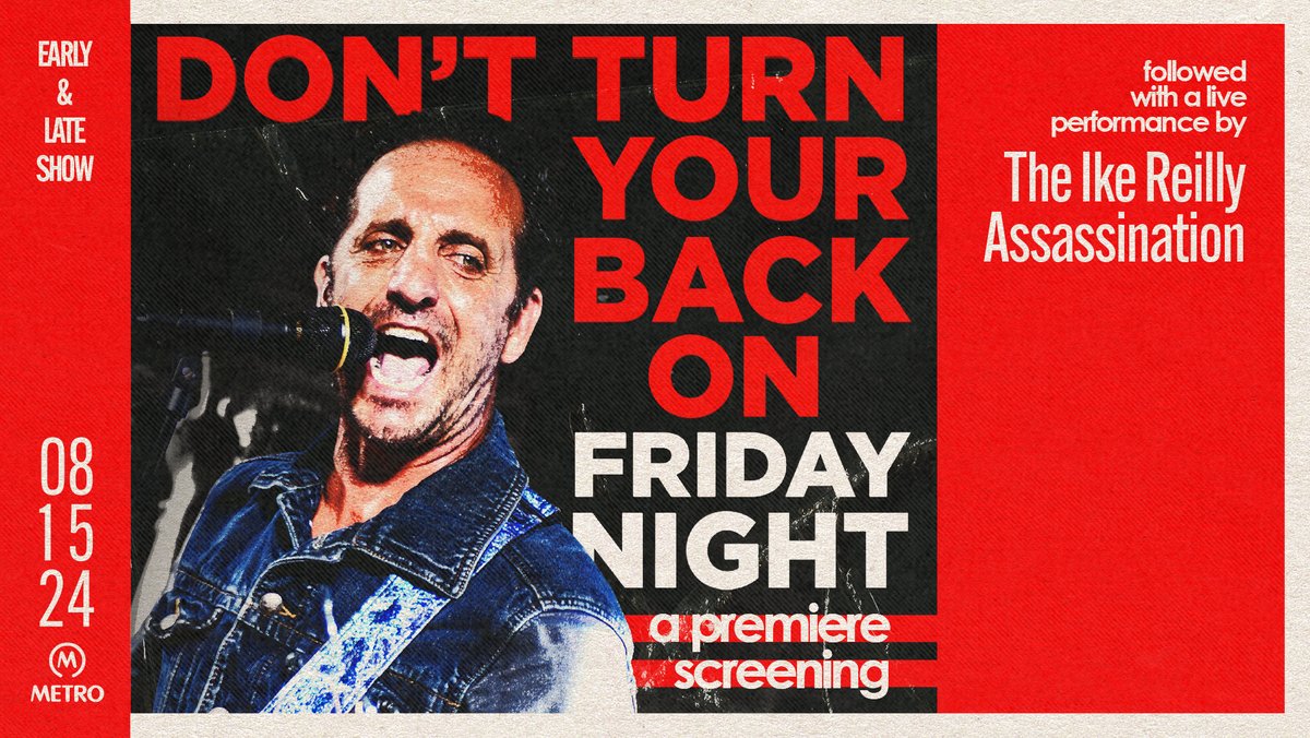 Metro welcomes Libertyville punk rock troubadour @ikereilly for a special two-show screening of “Don’t Turn Your Back On Friday Night,” from Executive Producer <a href="/tmorello/">Tom Morello</a>

Followed by a live performance by The Ike Reilly Assassination! On Sale tmrw <a href="/10/">PR</a>! 📽️: bit.ly/ike_film