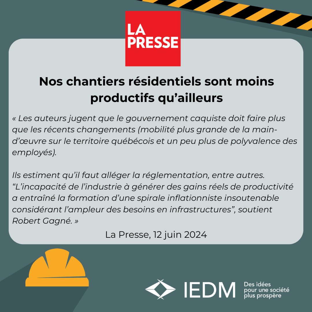 iedm_montreal's tweet photo. 1/2 Québec a plus de métiers réglementés en construction que partout ailleurs au pays, nécessitant plus de travailleurs pour un même projet, ce qui cause des pertes de temps et d'argent. Québec doit simplifier les règles pour bâtir plus efficacement. #PL51 #polqc #assnat https://t.co/xDhquQC1Fq