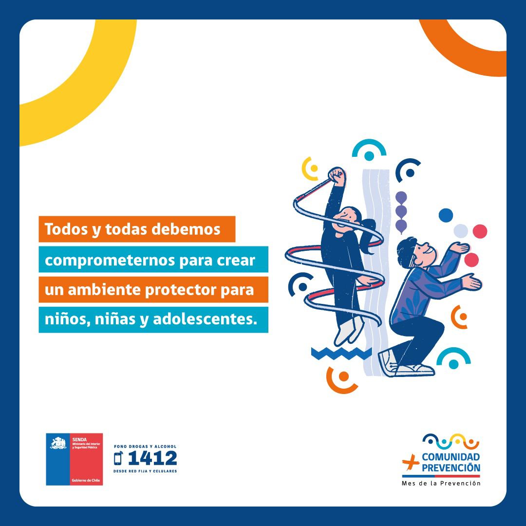 En este #MesDeLaPrevención, recuerda la importancia de crear un ambiente protector para niños, niñas y adolescentes, que permita promover culturas preventivas.
📷 Conoce más en senda.gob.cl/mas-comunidad-…
#MásComunidadMásPrevención