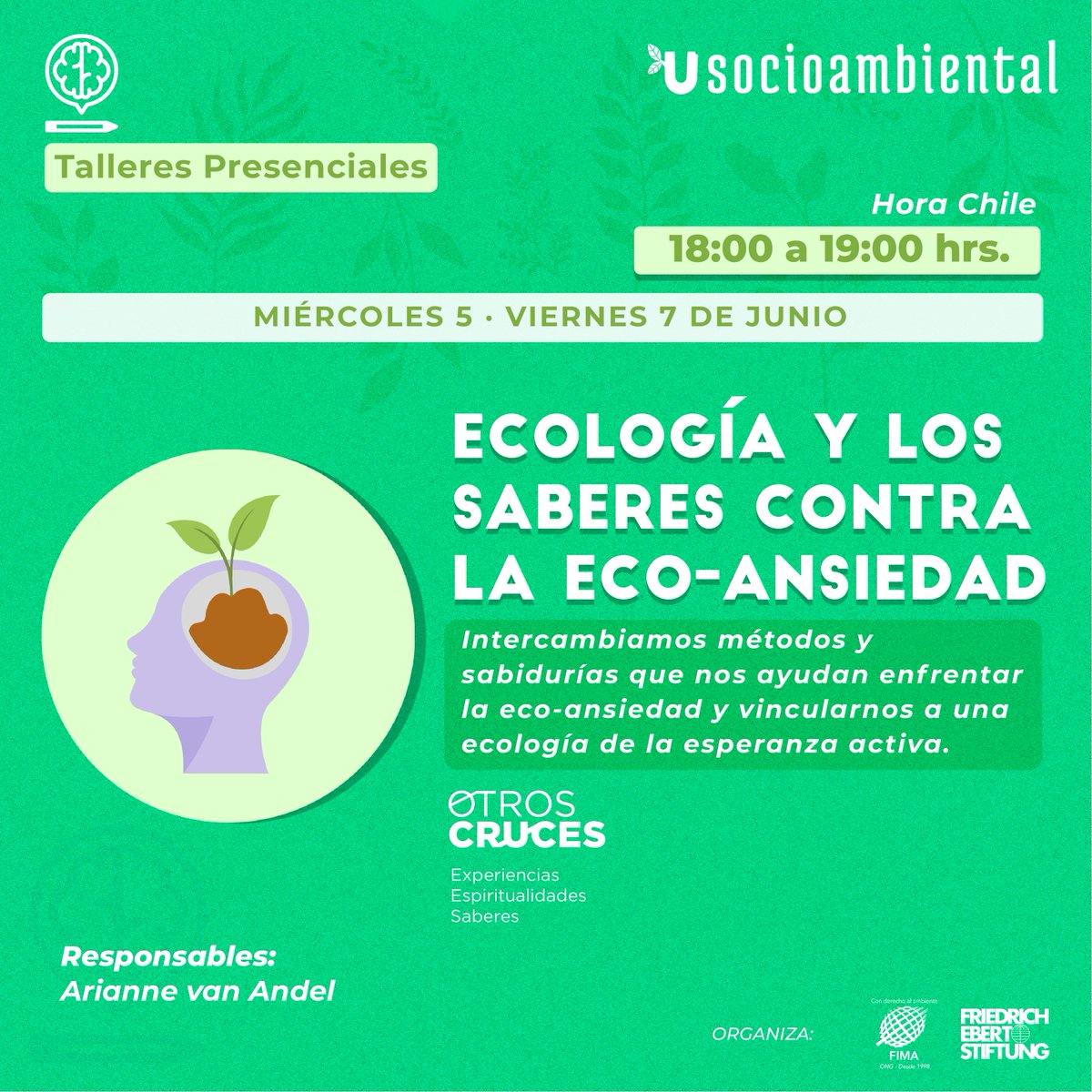 ¡ ℹ  Importante!

La sesión 2 del taller de «Ecología y los saberes contra la eco-ansiedad», que había sido reprogramada para hoy, fue suspendida por la lluvia y la Alerta Amarilla en la región Metropolitana ⛈ .

¡Muy pronto les contaremos la nueva fecha 🙏 📨 !