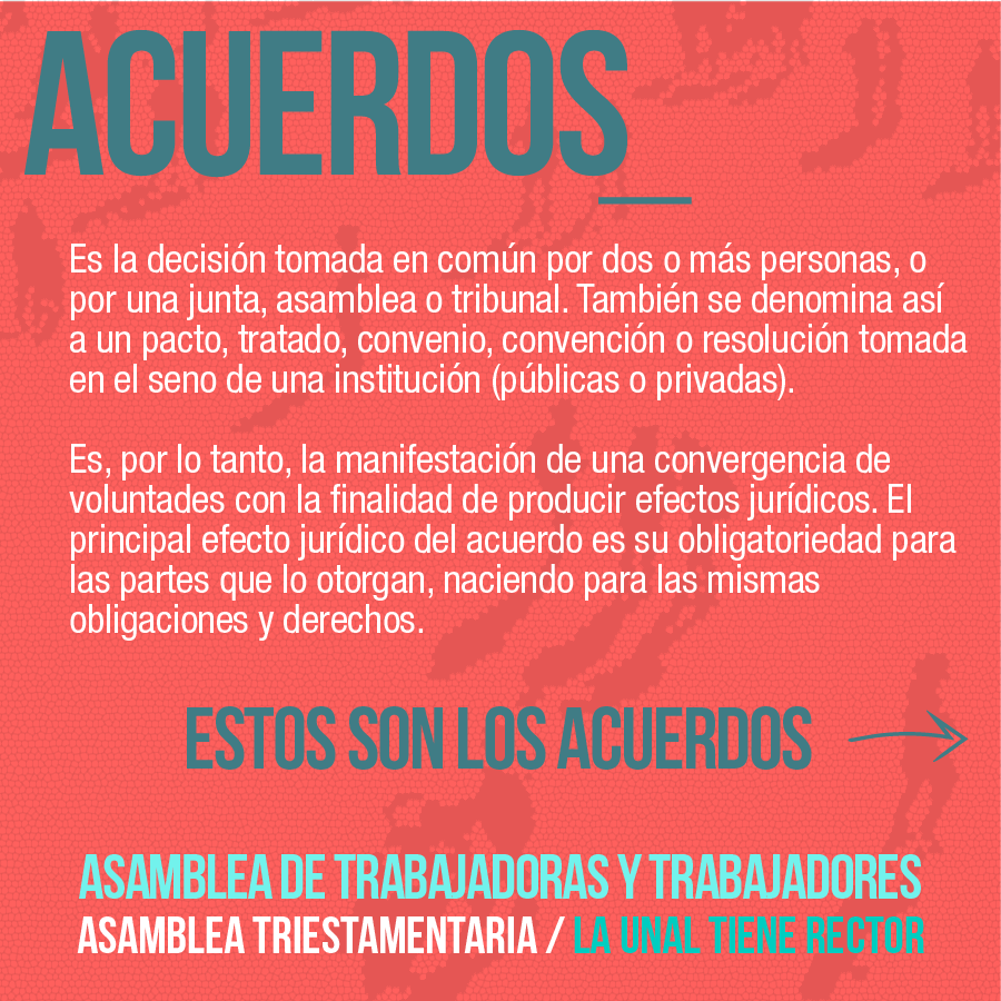 SintraunalM's tweet photo. Acuerdo, es la decisión tomada en común por dos o más personas, o por una junta, asamblea o tribunal. También se denomina así a un pacto, tratado, convenio, convención o resolución tomada en el seno de una institución (públicas o privadas). https://t.co/bB10FoQXm7