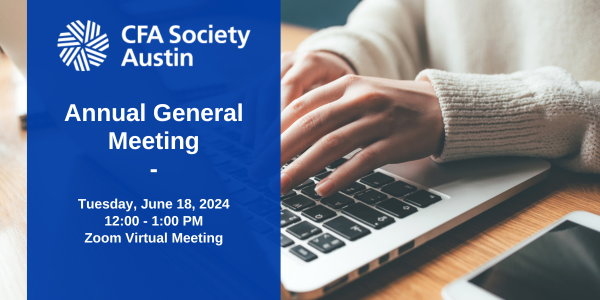Join us for our CFA Austin "State of the Society". We will discuss highlights from this past year, share where we are financially, discuss programmining initiatives, and much more.

Learn more and register: cfasociety.org/austin/events/…