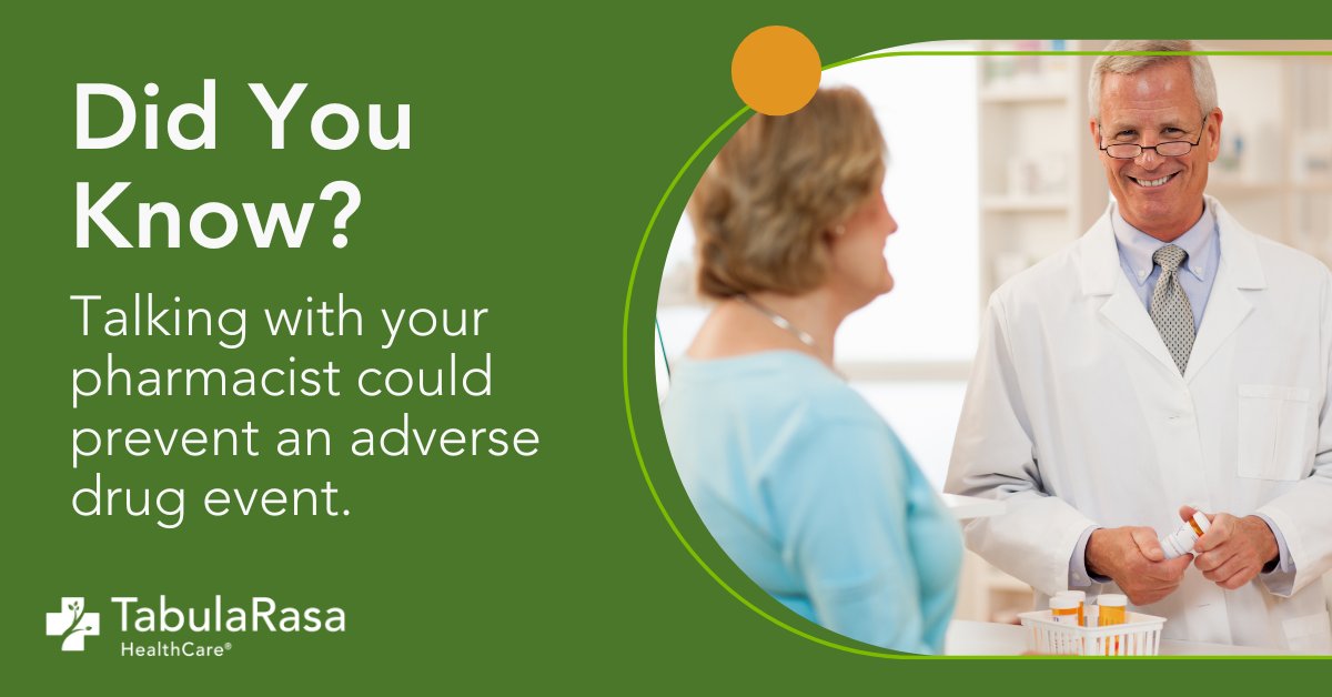 TabulaRasaHC's tweet photo. ADEs account for 1.3 million emergency room visits a year! Ask your #pharmacist to review your medication regimen and ensure you are not at risk for an ADE. 

#AdverseDrugEvent #MedicationSafety #pharmacy #ADEs #TwitteRx https://t.co/4RLgCRHyWw