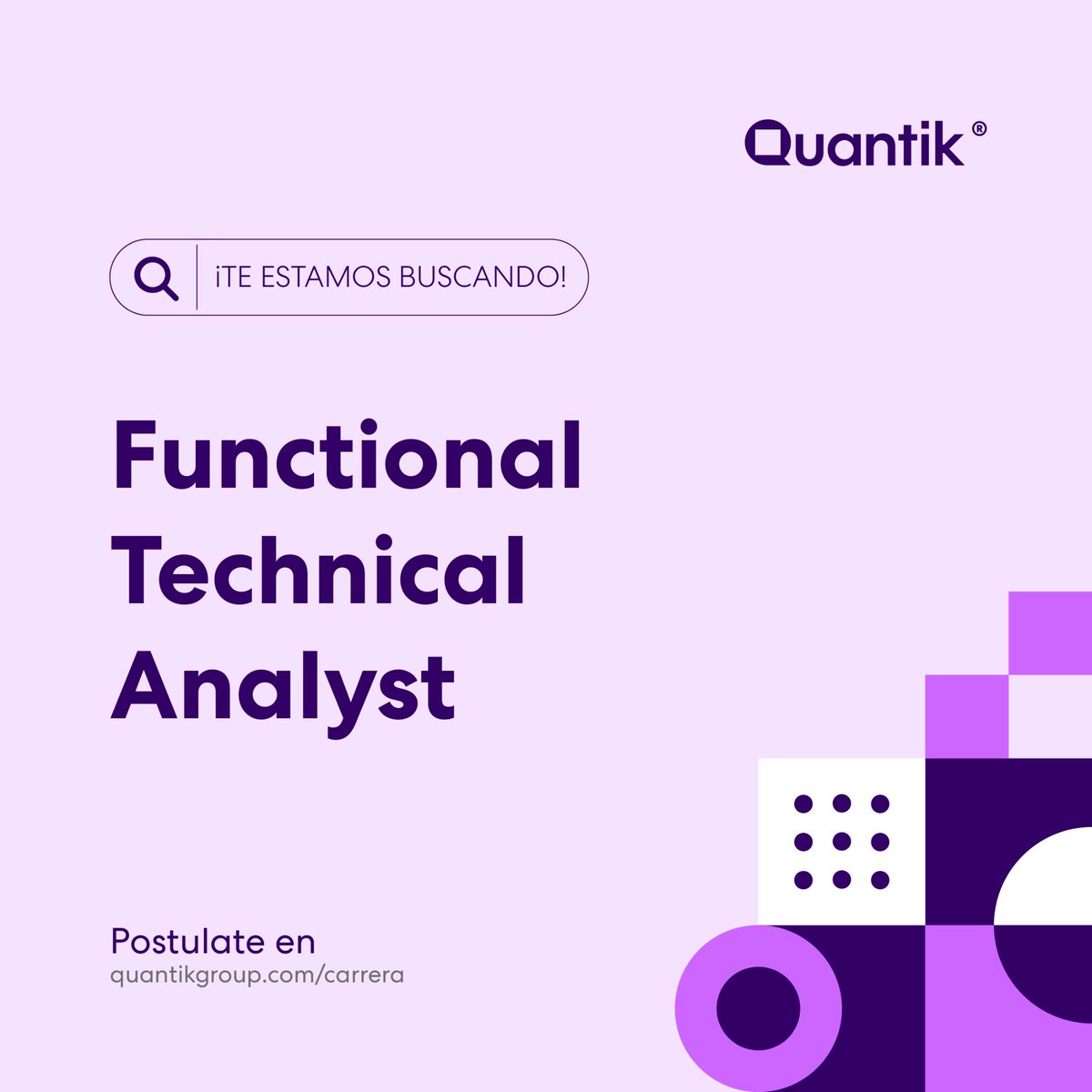 🔍 Búsqueda | ¡Unite a la familia Quantik como Functional Technical Analyst! 🙌
Postulate en 👇
career.quantikgroup.com/jobs/4599740-f…