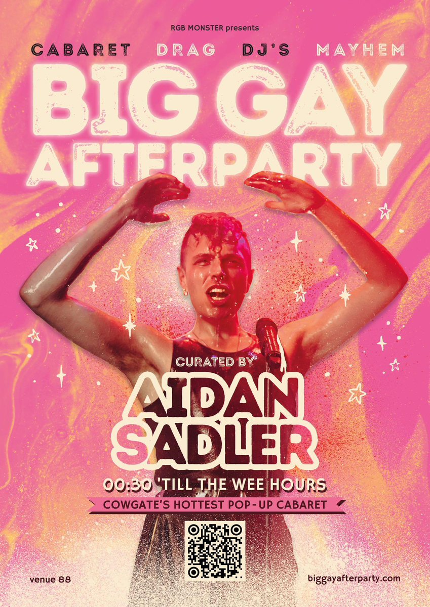 AidanKSadler's tweet photo. @edfringe BIG GAY AFTERPARTY 💫

Music, cabaret, circus, mayhem. Deep in the historic catacombes of the Caves on Cowgate. The only afterparty worth going to. 

Be there or be square. 

https://t.co/igKr6YEZM6

#edfringe #unleashyourfringe #edfringe2024 #quickflyer https://t.co/a9PXEej7Qz