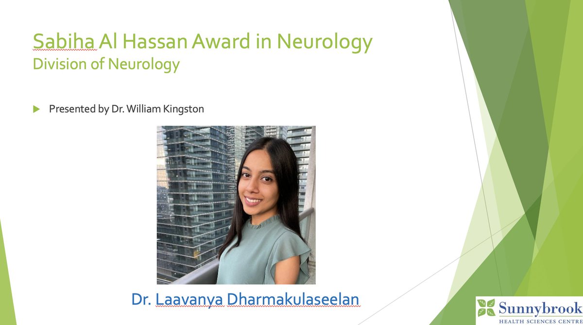 Dr. Christine Kim (Internal Medicine) and Dr. Laavanya Dharmakulaseelan (Neurology) were awarded the John Edmeads Award in Neurology 🧠!