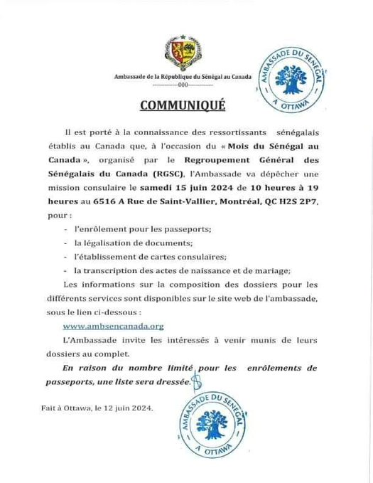 geovisiosn's tweet photo. À partager surtout pour les Sénégalais résidents au Canada 🇸🇳 https://t.co/UgwUfmzwkx