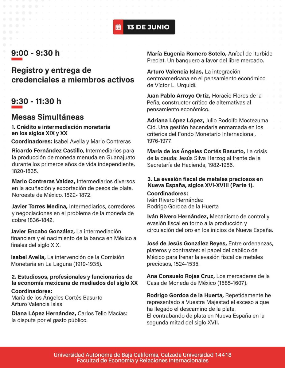 HISTORICAS_UABC's tweet photo. Hoy las actividades de las VI Jornadas de Historia Económica inician a las 9:00 en la Facultad de Economía y Relaciones Internacionales UABC-Tijuana
¡Te esperamos!
@FEyRI_Tijuana @la_amhe @elcolef @UCSanDiego #IIHUABC @CIDE_MX @uveracruzana
Programa: https://t.co/skXm1QHJke https://t.co/CddYcLjGoR