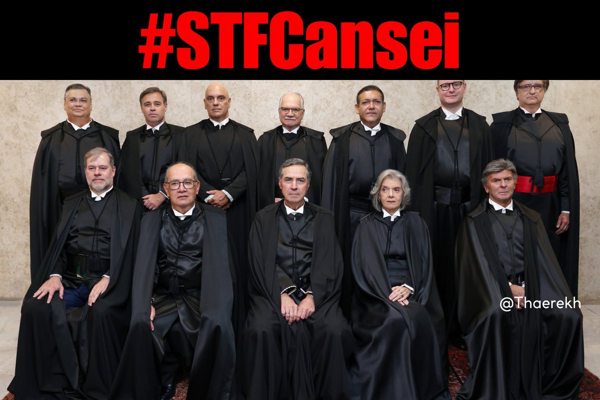Thaerekh's tweet photo. Quanto mais expostos, mais acuados, mais medo terão. Mais medidas contra a democracia. Essa é a trilha do @STF_oficial. Querem intimidar e desqualificar quem denuncia. Para isso precisam calar as vozes das redes sociais. O guardião da lei se tornou o opressor. #STFCansei #MudaSTF https://t.co/XeZnlt8hXx