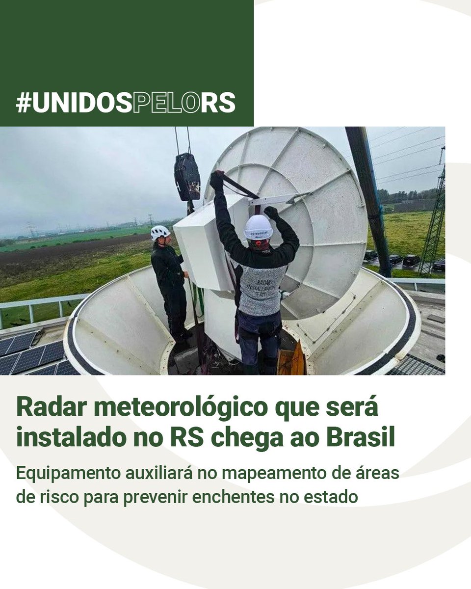 Granpalrs's tweet photo. #UnidosPeloRS | 🌧️ Novidade no monitoramento do clima no RS!

Para mapear chuvas com maior precisão e prevenir possíveis alagamentos, o radar meteorológico será instalado em Montenegro.

 📸 Divulgação/Defesa Civil https://t.co/Uq9TdhZsmE