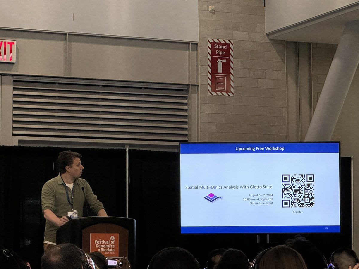 🇲🇽 Leonardo Collado-Torres (@lcolladotor) on Twitter photo Ruben Dries <a href="/RnDries/">Ruben Dries</a> gave a great talk about #Giotto Suite which provides a great framework for analyzing spatial 🖼️ transcriptomics data
Preprint 🗞️
doi.org/10.1101/2023.1…
They are hosting a free workshop August 5-7, 2024. Sign up below 👇🏽
docs.google.com/forms/u/0/d/e/…
#FOGBoston Ruben Dries <a href="/RnDries/">Ruben Dries</a> gave a great talk about #Giotto Suite which provides a great framework for analyzing spatial 🖼️ transcriptomics data
Preprint 🗞️
doi.org/10.1101/2023.1…
They are hosting a free workshop August 5-7, 2024. Sign up below 👇🏽
docs.google.com/forms/u/0/d/e/…
#FOGBoston