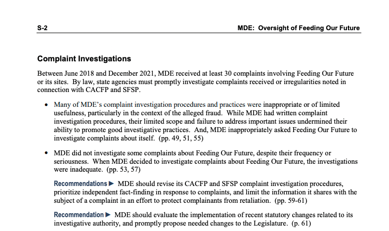 AlphaNews's tweet photo. The Minnesota Department of Education received at least 30 complaints about Feeding Our Future. "And, MDE inappropriately asked Feeding Our Future to investigate complaints about itself." https://t.co/DLyg0ebSWA