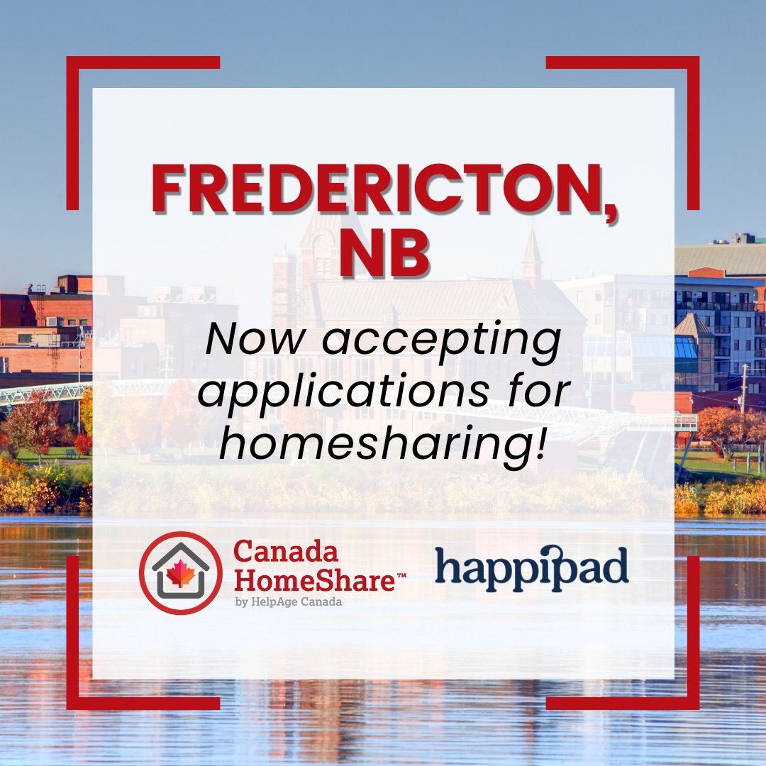 APPLICATIONS ARE NOW OPEN FOR HOME SHARING IN FREDERICTON! Discover new connections on your own doorstep with Canada HomeShare. Find your match today ➡️ loom.ly/zK1eyb4