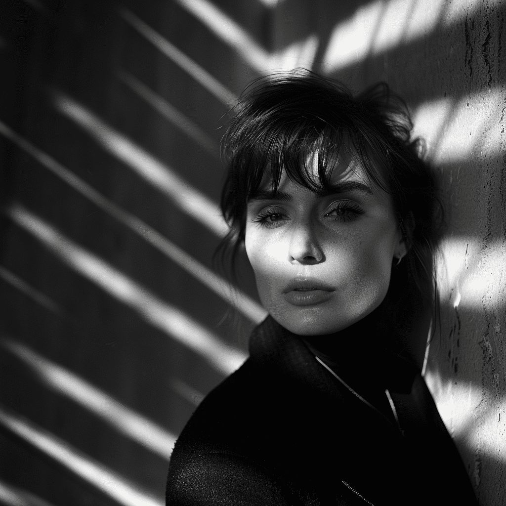 Freeflo_ai's tweet photo. black &amp; white photo of {subject}, street photography, light projections casting bold shadows. the contrast between dark attire and the stark background creates a striking visual impact. dynamic pose yet confident, embodying strength amid simplicity, wide angle 

#promptshare https://t.co/UREcYh0VYa