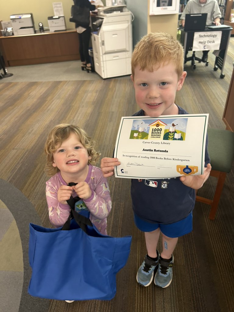 1000 books before Kindergarten Challenge has been completed!
