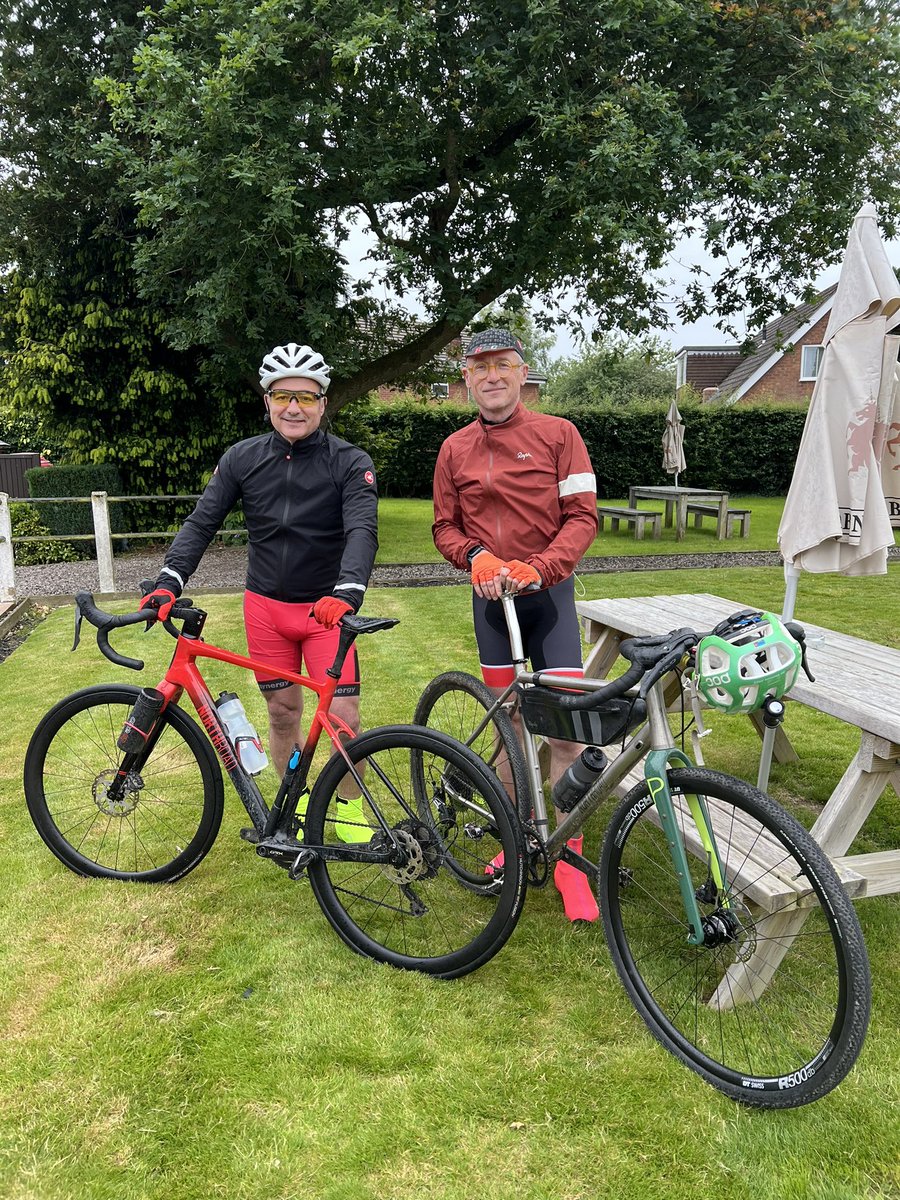 <a href="/NorthRoadCycles/">NorthRoadCycles 🚴‍♂️</a> assemble!! Me and <a href="/SeddonJonathan/">Jonathan Seddon</a> flying the flag at the annual <a href="/ClancyConsult/">Clancy Consulting</a> Sportive. Wet and windy but great turnout and lovely to see <a href="/stuartwilks/">Stuart🇺🇸</a> <a href="/buttressarch/">Buttress Architects</a> <a href="/3_D_Reid/">3DReid</a> <a href="/urbangreenla/">Urban Green LA</a>