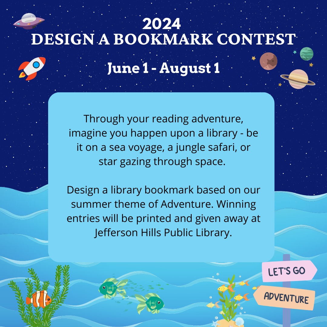 jeffhillslib's tweet photo. Create your unique bookmark and submit it by August 1st. Winners will be chosen from each age group, and each winner will receive a $10 Amazon or Roblox gift card. https://t.co/dJPTZ4m1x4