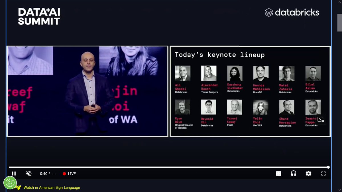 marcusborba's tweet photo. .@databricks #DataAISummit second day of virtual broadcast is stating now

 If you weren't able to go in person,you can watch it virtually for free: https://t.co/IIALXuDJCE

#AI #GenAI @mvollmer1 @CurieuxExplorer @Eli_Krumova @CatherineAdenle @FmFrancoise @AkwyZ @avrohomg @anijov https://t.co/K58DLd87Ww