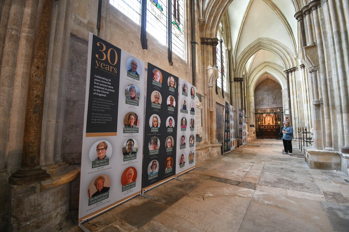 danbossdesigns's tweet photo. This year Chichester Cathedral celebrated 30 years since the first women were ordained as priests in the Church of England. I was asked to create a series of banners containing these women, showcased within the cathedral. https://t.co/AtF3CJzA8N