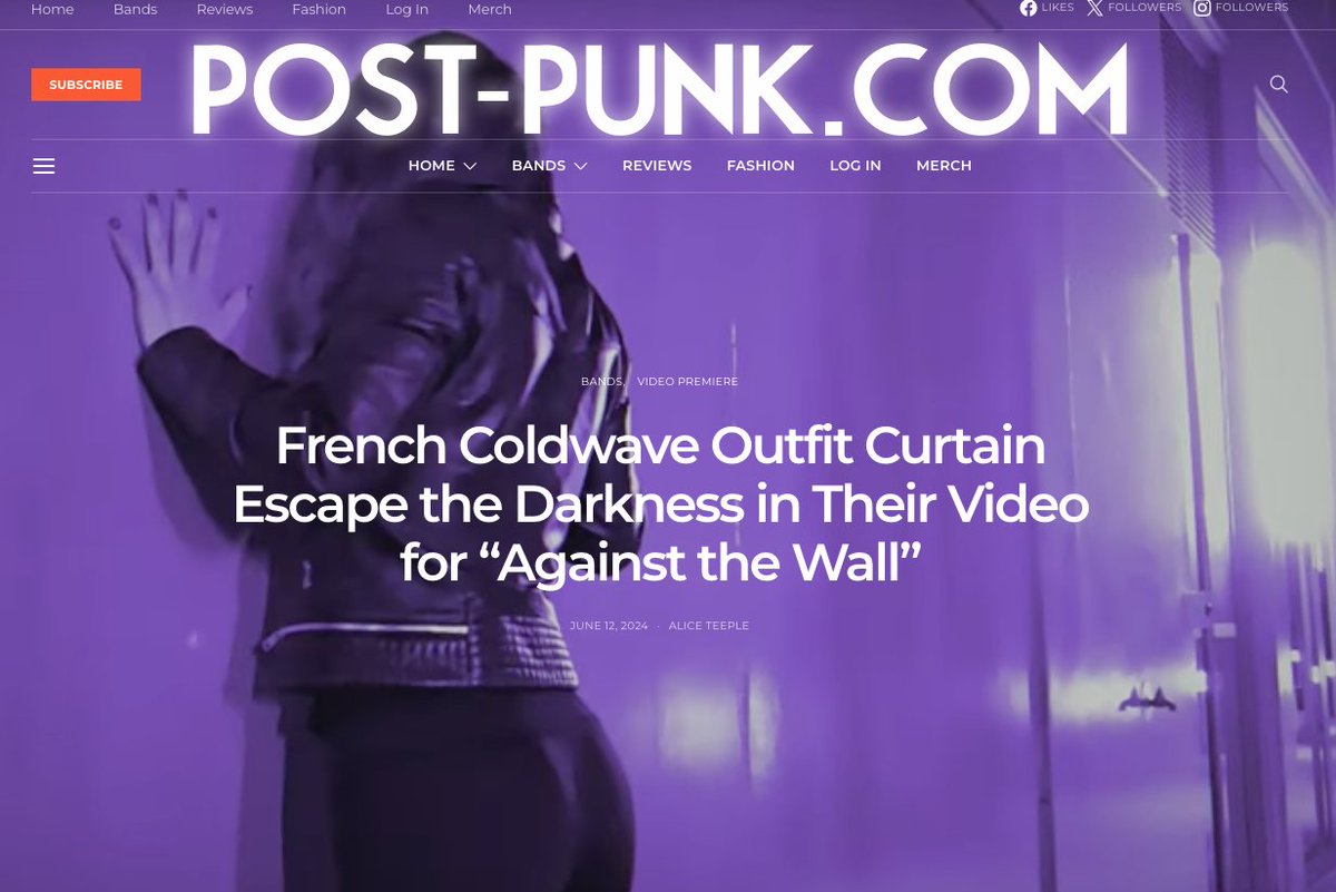 Curtain, new video "Against the Wall" premiered on <a href="/postpunkzine/">Post-Punk.com</a>
Taken from their new album "Between Us" available in CD &amp; Digital

bit.ly/4bPl8lj

#postpunk #coldwave #videooftheday #indiemusic