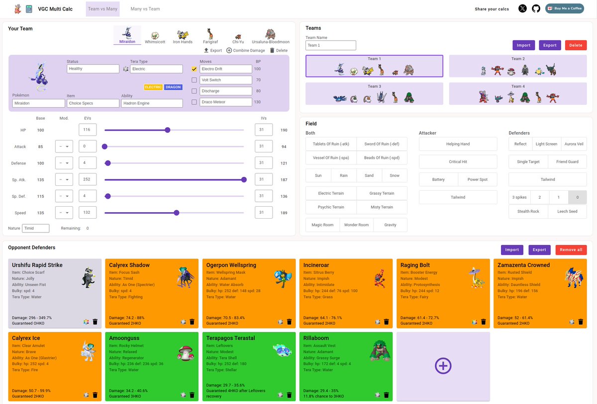 Today I released a major update to VGC Multicalc.

News

- New interface similar to Showdown
- Multiple teams
- Import and export of Pokémon and Teams in text format 
- Improvements to the combined damage text of 2 Pokémon
- New version focused on mobile

vgcmulticalc.com
