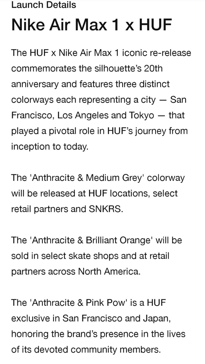 SOLELINKS's tweet photo. Launch Details: HUF x Nike Air Max 1

h/t @Blessedpapi7X3 https://t.co/08iYeHjEJx