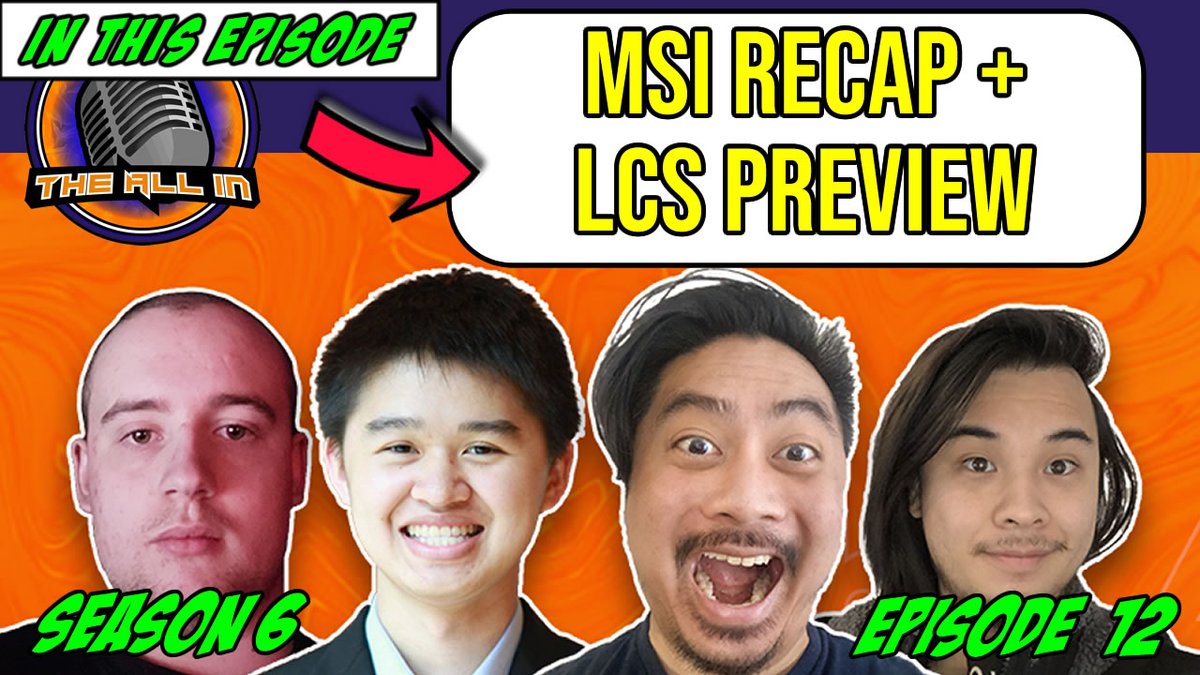It's been a while, but we are back to do a quick recap of #MSI and talk about our thoughts heading back to the #LCS

▶️buzzsprout.com/268642/15244103
▶️youtu.be/_wwB-qo3mMo