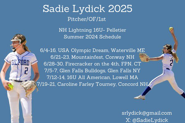 SadieLydick's tweet photo. Summer schedule kicks off this weekend in Waterville, Maine! 🥎❤️
#nhlightning https://t.co/2jFPoIBM6g
