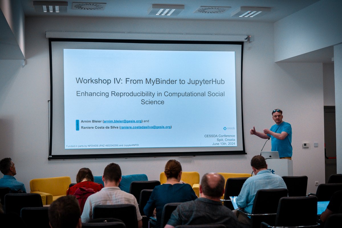 CESSDA ERIC (@cessda_data) on Twitter photo The final workshop "From MyBinder to JupyterHub: Enhancing Reproducibility in Computational Social Science" led by <a href="/arnimb/">Arnim Bleier</a> & <a href="/rgaiacs/">Raniere Silva @rgaiacs@social.cologne</a> from <a href="/gesis_org/">GESIS @gesisorg.bsky.social</a>, provided an overview of tools & strategies for enhancing reproducibility in computational social science research.
Full Thread⬇ The final workshop "From MyBinder to JupyterHub: Enhancing Reproducibility in Computational Social Science" led by <a href="/arnimb/">Arnim Bleier</a> & <a href="/rgaiacs/">Raniere Silva @rgaiacs@social.cologne</a> from <a href="/gesis_org/">GESIS @gesisorg.bsky.social</a>, provided an overview of tools & strategies for enhancing reproducibility in computational social science research.
Full Thread⬇