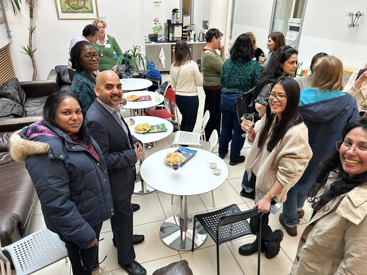 UCLEarInstitute's tweet photo. Yesterday's networking reception was a great success after day 1 of our Assessment &amp; Management of Balance Disorders in Children masterclass. Drinks and canapes were a great way to chat &amp; unwind after a full day of lectures. 2024-25 courses available to book soon #UCLEarInstitute https://t.co/qn1SpAH7B0